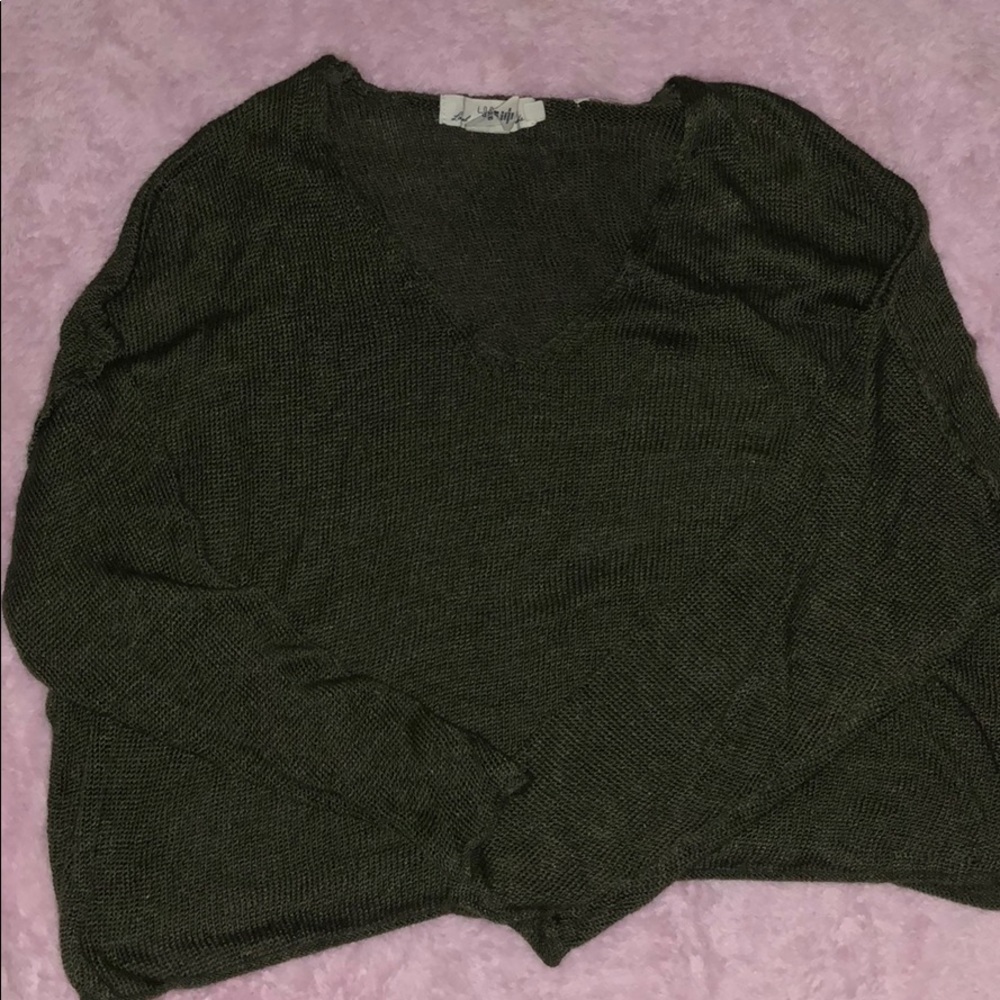 Army green crop top